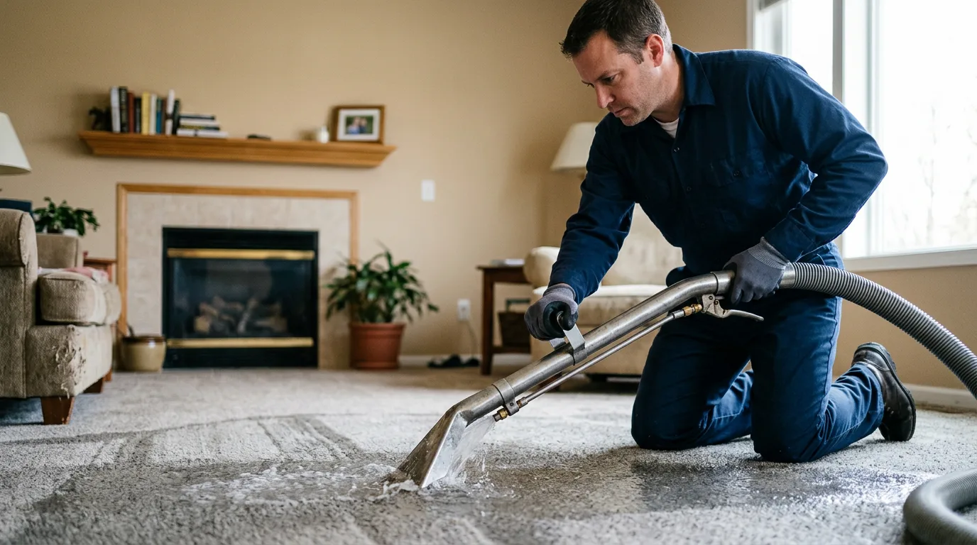 Water damage restoration technician working near Niagara, ND